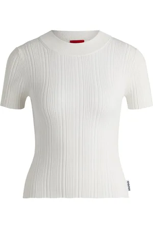 HUGO BOSS Mock-neck ribbed-knit top