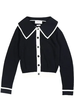 Thom Browne Contrasting-trim pointelle-knit cotton cardigan