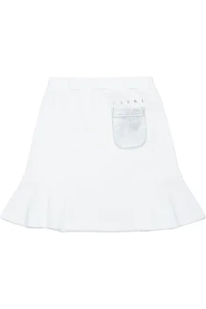 Marni Logo-print flared-hem skirt