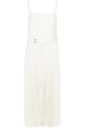 SACAI Pinstriped pleated maxi dress
