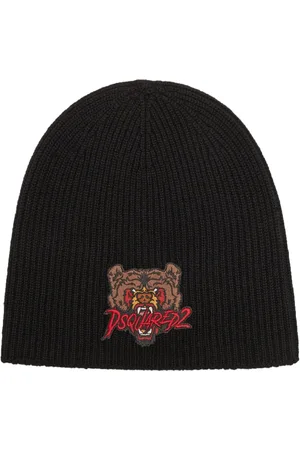 Dsquared2 Bear-appliqué wool beanie