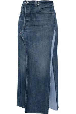 PROTOTYPES Washed denim midi skirt