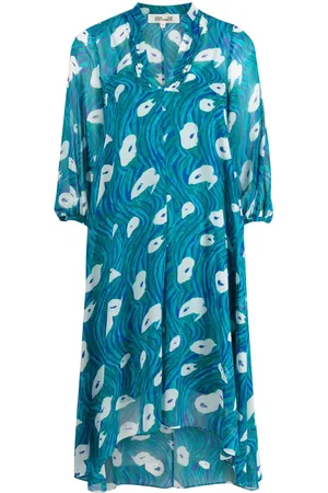 Diane von Furstenberg Ileana Ocean Tide-print chiffon dress