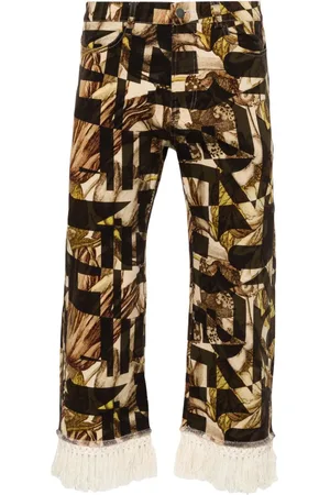 PIERRE-LOUIS MASCIA Geometric fringed tapered jeans