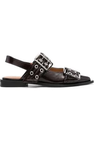 Ganni Patent buckle ballerina shoes