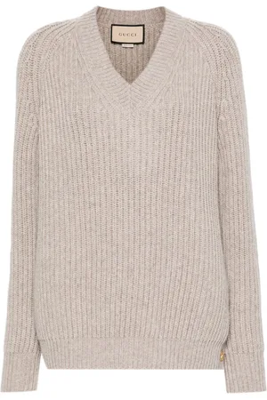 Gucci V-neck chunky-knit jumper