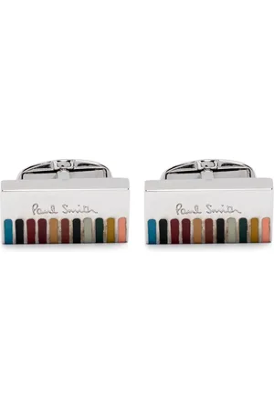 Paul Smith Logo-engraved striped cufflinks