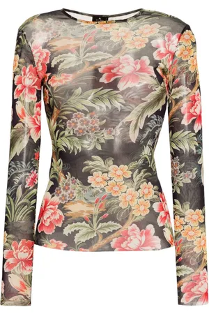 Etro Floral-print semi-sheer top