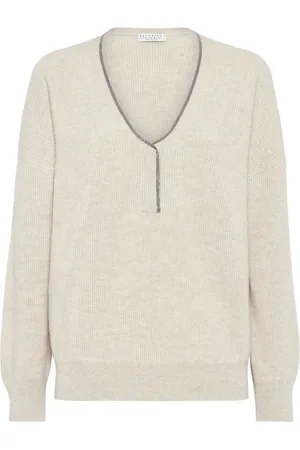 Brunello Cucinelli Monili-trim cashmere jumper