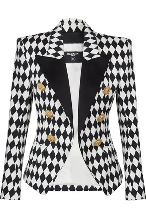 Balmain Diamond-print peak-lapel blazer