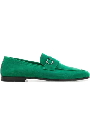 Salvatore Ferragamo Gancini-plaque suede mocassins