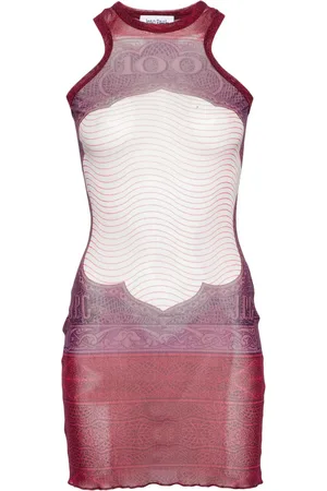 Jean Paul Gaultier Cartouche-print tulle minidress