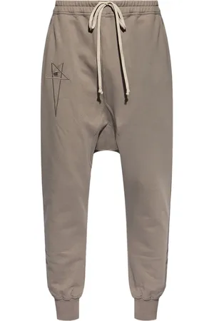 Rick Owens Logo-embroidered cotton track pants