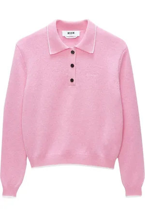 Msgm Logo-embroidered knitted polo shirt