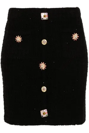 Self-Portrait Jewel buttons knitted mini skirt