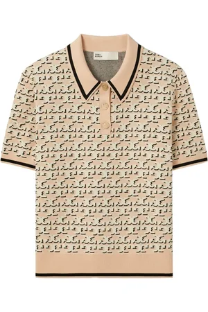 Tory Burch Monogram jacquard polo top