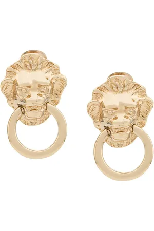 Kenneth Jay Lane 1990s Kenneth Jay Lane lion door knocker earrings