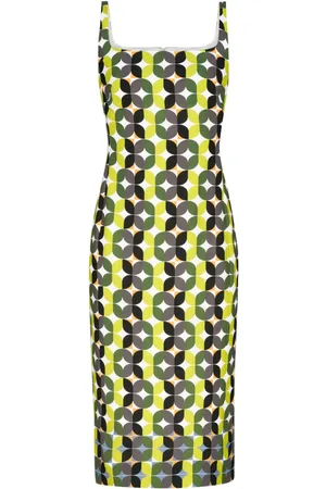 DRIES VAN NOTEN Geometric-print midi dress