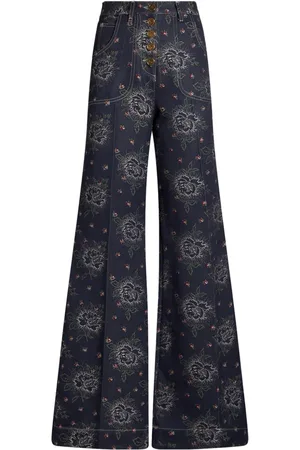 Etro Floral-jacquard flared jeans