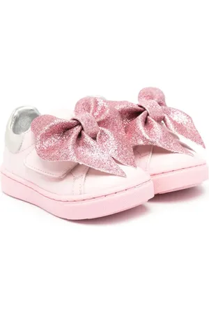 MONNALISA Bow-detail leather sneakers