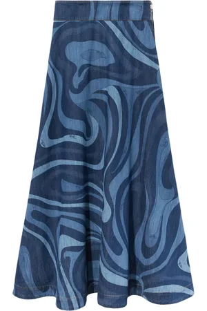 Puccini Marmo-print denim skirt