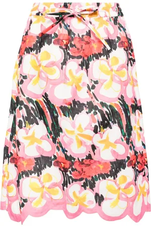 JNBY Floral-print ramie midi skirt