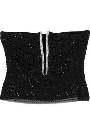 Self-Portrait Rhinestone-embellished strapless top