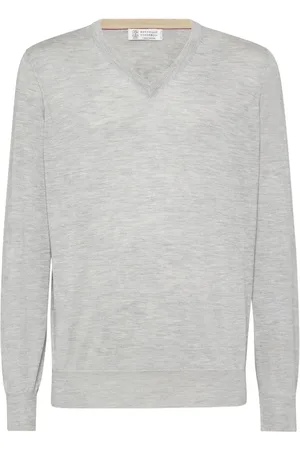 Brunello Cucinelli V-neck cashmere-silk jumper