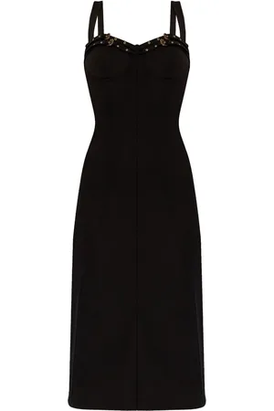 VERSACE Buckled-trim midi dress