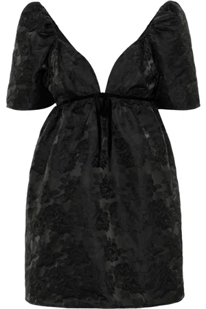 Ganni Floral-jacquard tulip dress
