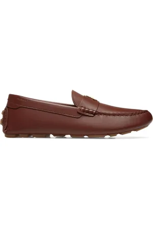 Bally Gold-tone logo-plaque leather loafers