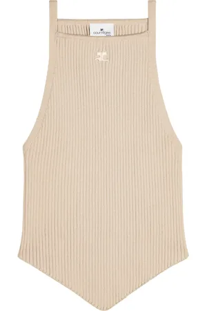 Courrèges Logo-embroidered ribbed top
