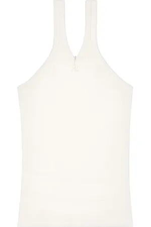 Courrèges Logo-embroidered ribbed tank top