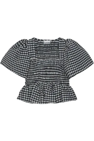 Ganni Check-print blouse