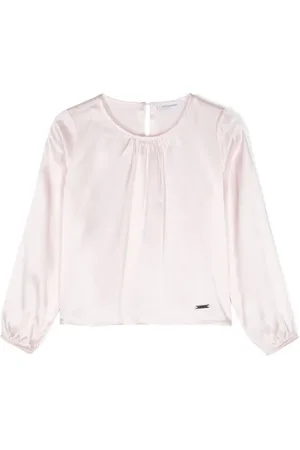 MONNALISA Logo-plaque satin top