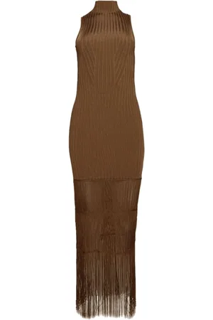 Khaite Zare fringed ribbed-knit maxi dress