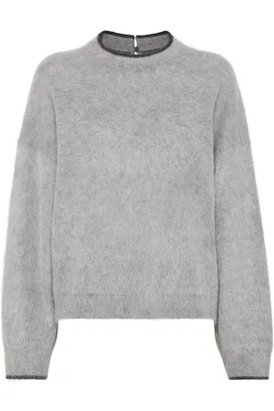 Brunello Cucinelli Contrasting-trim brushed jumper