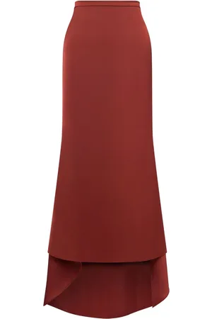 Serafini Long satin dip-hem skirt