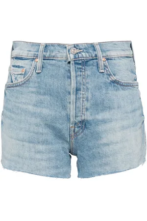 Mother Tomcat Kick raw-cut denim shorts