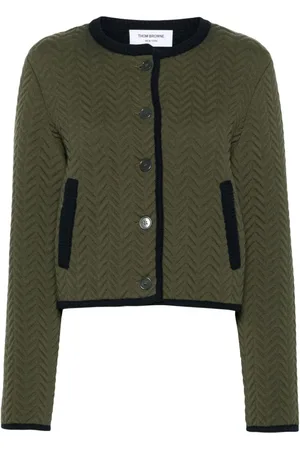 Thom Browne Herringbone quilted-jacquard cardigan