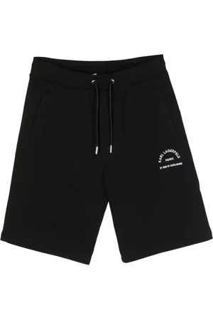 Karl Lagerfeld Logo-embroidered cotton track shorts