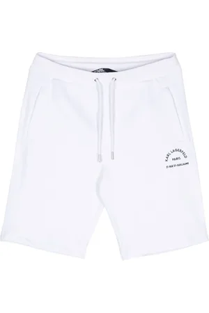 Karl Lagerfeld Logo-embroidered cotton track shorts