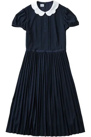 Familiar Pleated contrast-collar dress