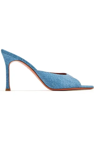 Amina Muaddi Alexa 90mm leather denim mules