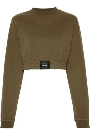 Palm Angels Logo-patch distressed cropped sweatshirt