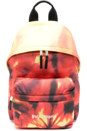 Palm Angels On Fire-print logo-embroidered backpack