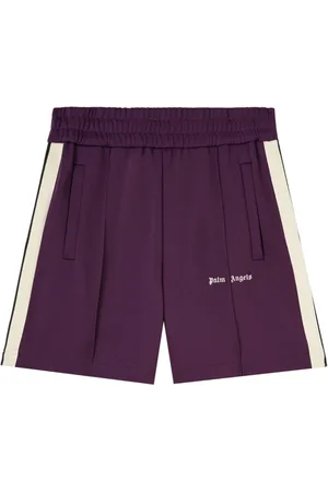 Palm Angels Logo-embroidered stripe-detail shorts