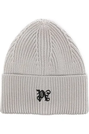 Palm Angels Logo-embroidered ribbed beanie