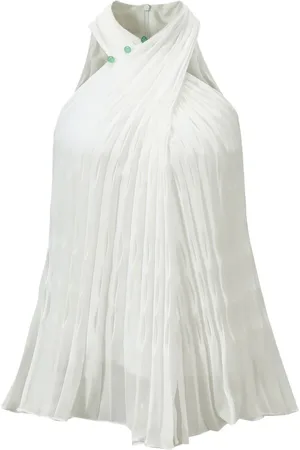 SHANGHAI TANG Crossover-collar pleated top