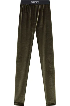 Tom Ford Logo-waistband velvet leggings